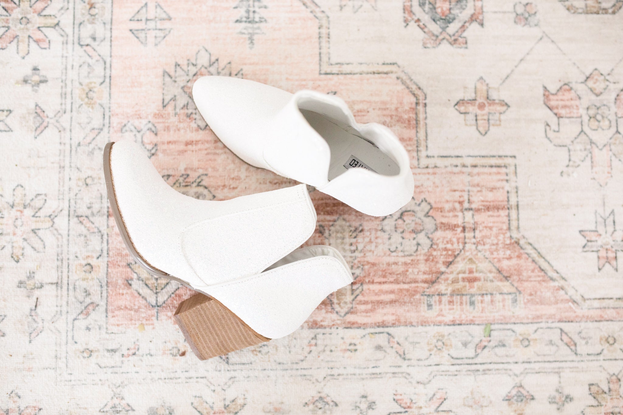 Fiera Glitter Booties White With 3 Inch Heel Party Ready Naughty Monkey